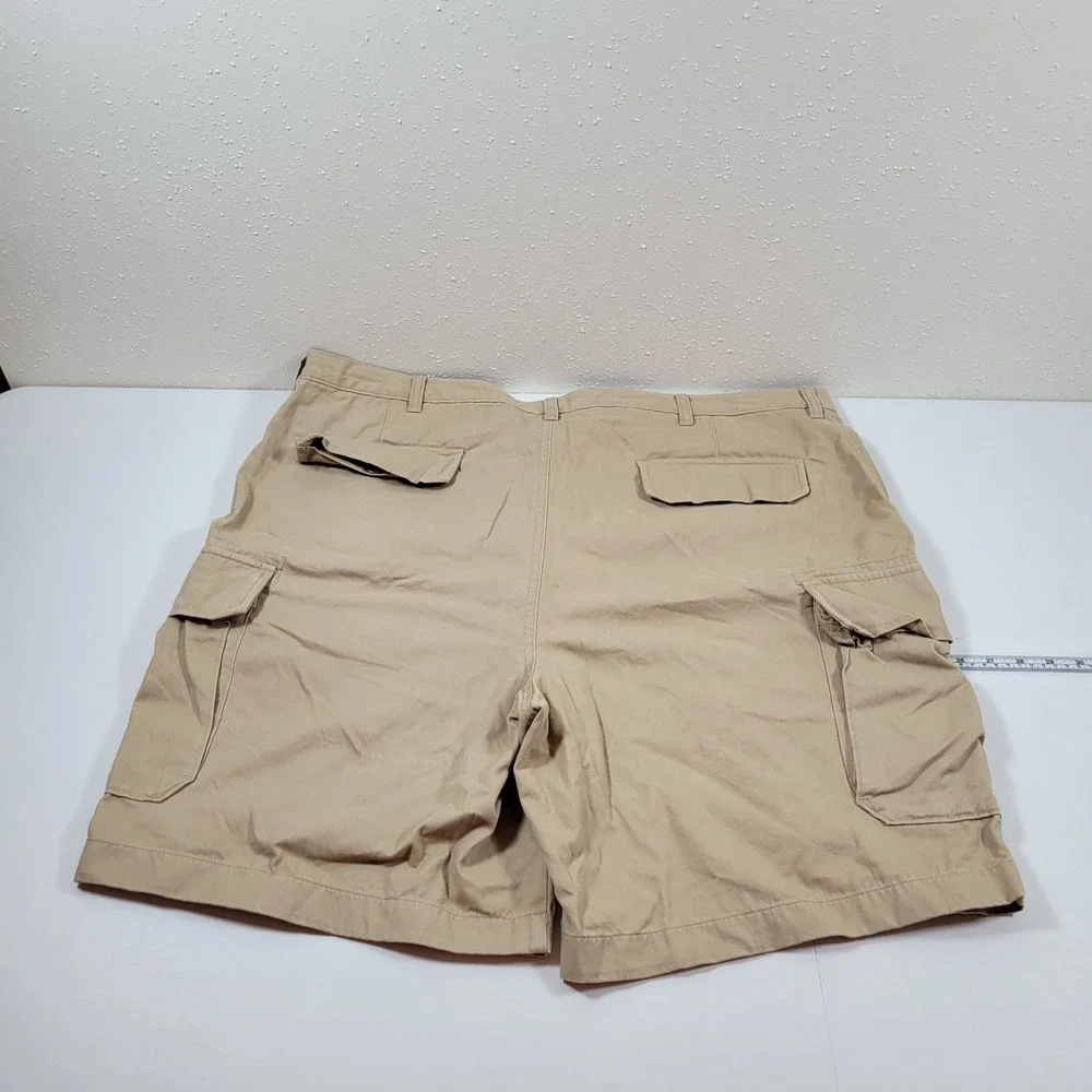 Lands'‎ End Cargo Shorts Mens 44 Khaki Tan Excellent Cotton Twill Multi Pocket